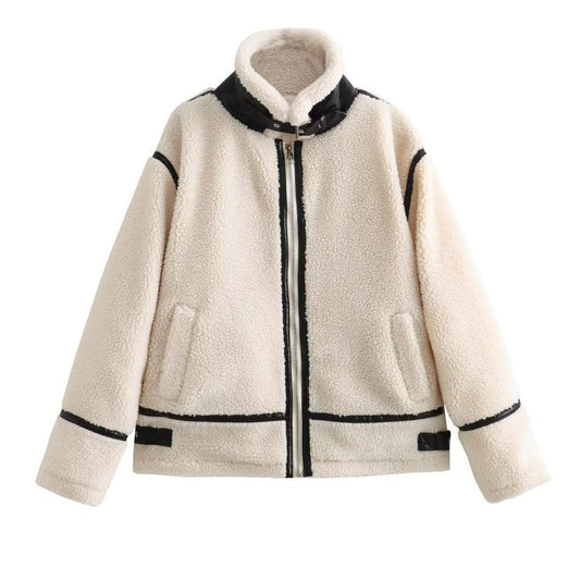 Women Cotton Coat Casual Lamb Wool Warm Jacket