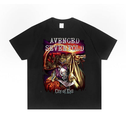 Rock Star T Shirt Avenged Sevenfold Band A7X Rock Print T-shirt Loose Short Sleeve
