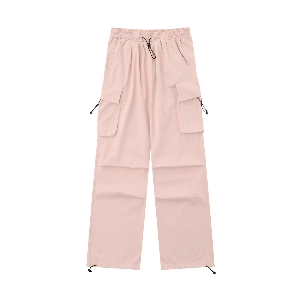 Men Sweatpants Solid Color Pleated Casual Trousers Loose Track Pants Drawstring Jogger Pants