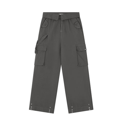 Men Sweatpants Casual Pants Men's Multi-Pocket Loose Straight-Leg Wide-Leg Pants