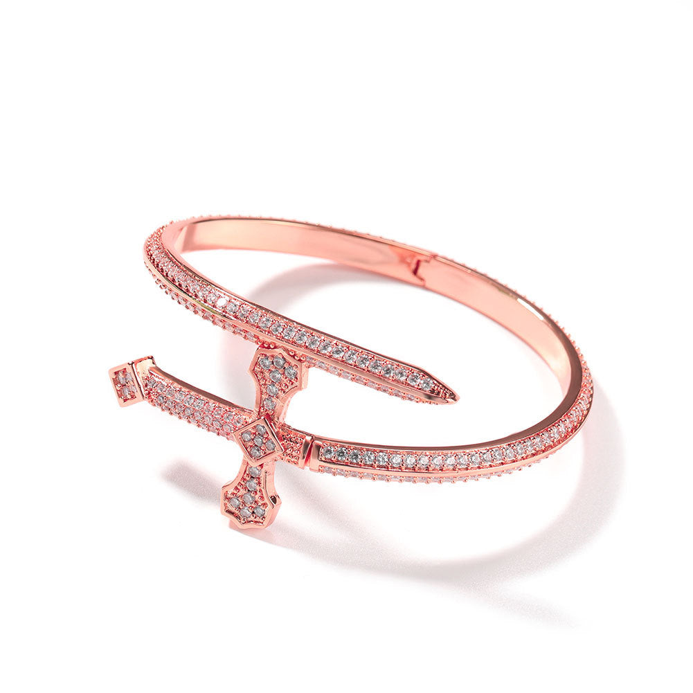 Bracelet Sword of Justice Bracelet Copper Zircon Full Diamond Trend Armament Jesus Pieces Spectrum