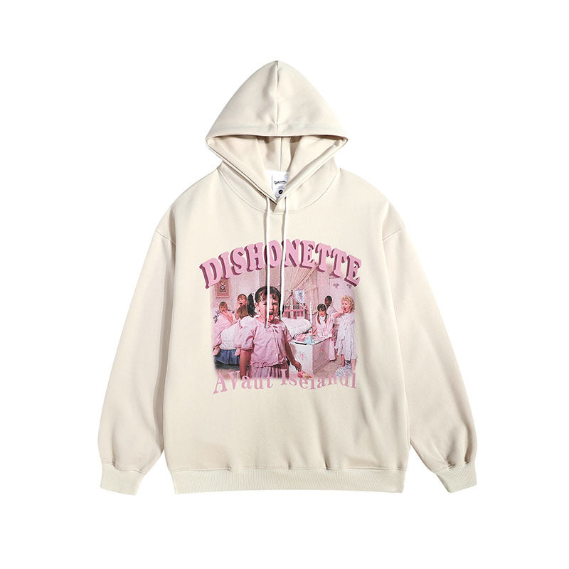 Men Hoodie Retro Couple Hooded Sweater Men and Women Loose-Fitting Hoodie