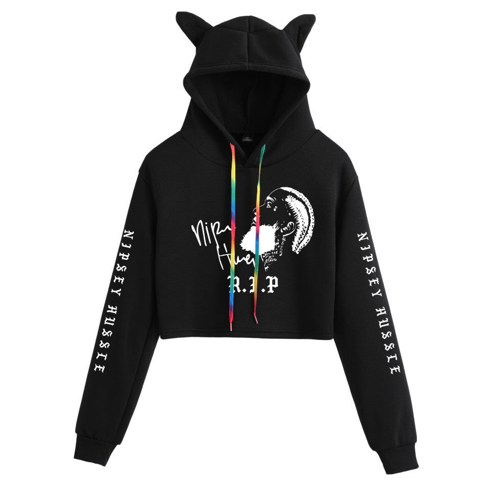 Nipsey Hussle Hoodie Rap Loose Cat Ears Sweater for Women