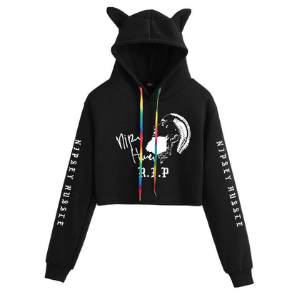 Nipsey Hussle Hoodie Rap Loose Cat Ears Sweater for Women