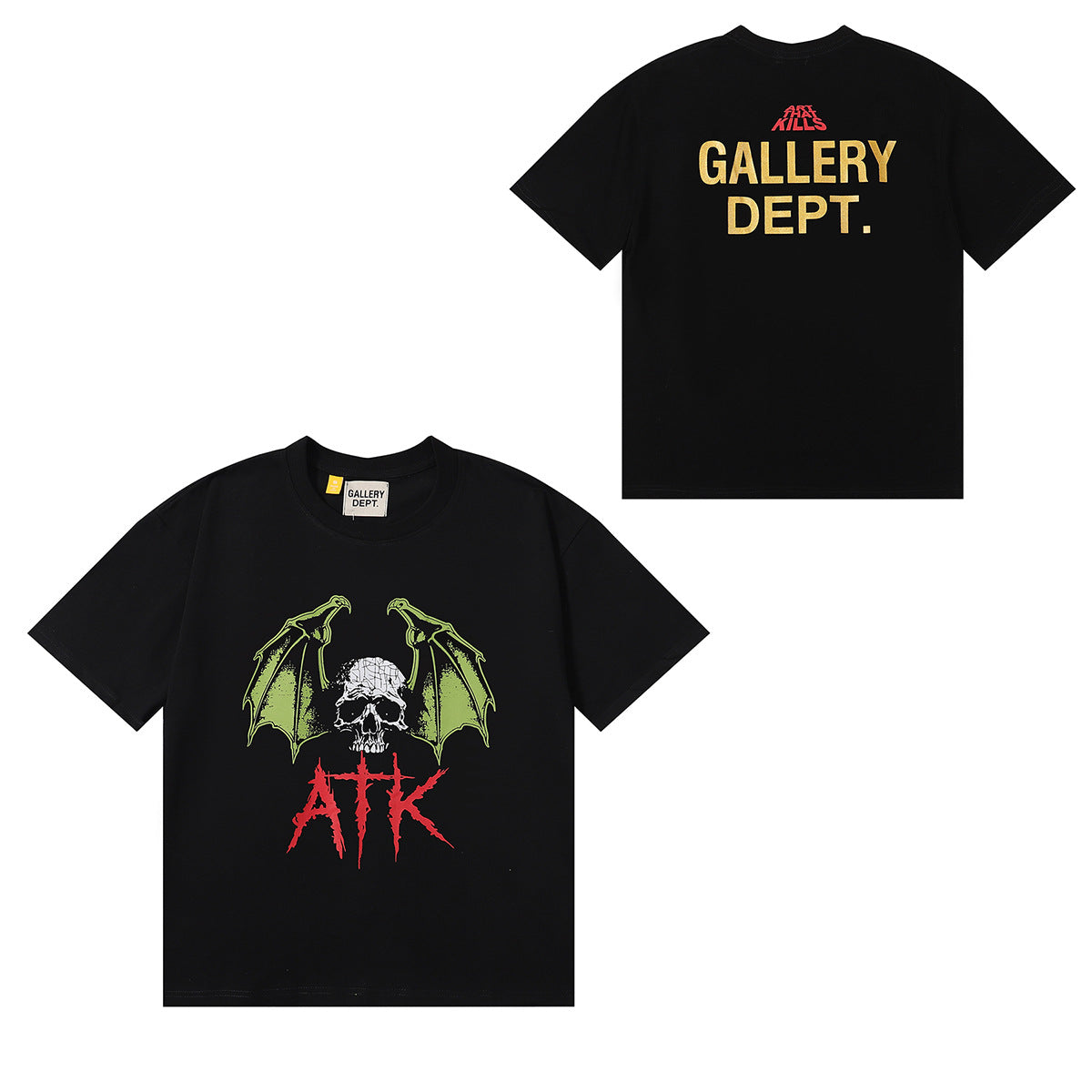 Gallery Dept T-Shirt Demon Skull Bronzing Letter Short Sleeve T-Shirt