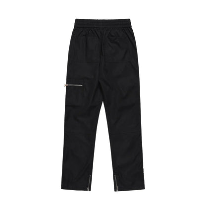 Men Sweatpants Multi-Pocket Workwear Casual Pants Loose Casual Zipper Split Straight Trousers