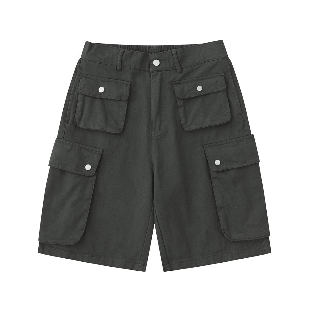 Men Shorts Loose Casual Straight-Leg Multi-Pocket Jeans