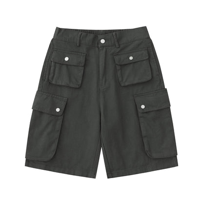 Men Shorts Loose Casual Straight-Leg Multi-Pocket Jeans