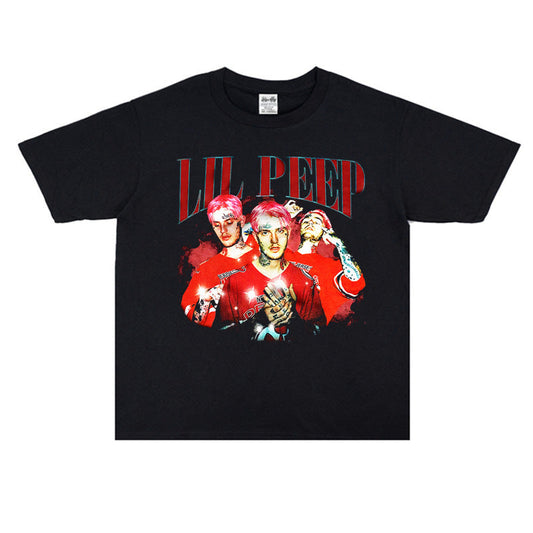 Rock Star T Shirt Lil Peep Character Street Printing T-shirt Short Sleeve Loose Men