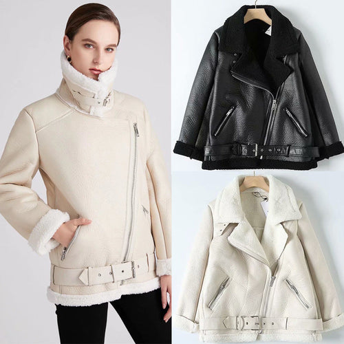 Women Cotton Coat Fashion Locomotive Style PU Leather Jacket