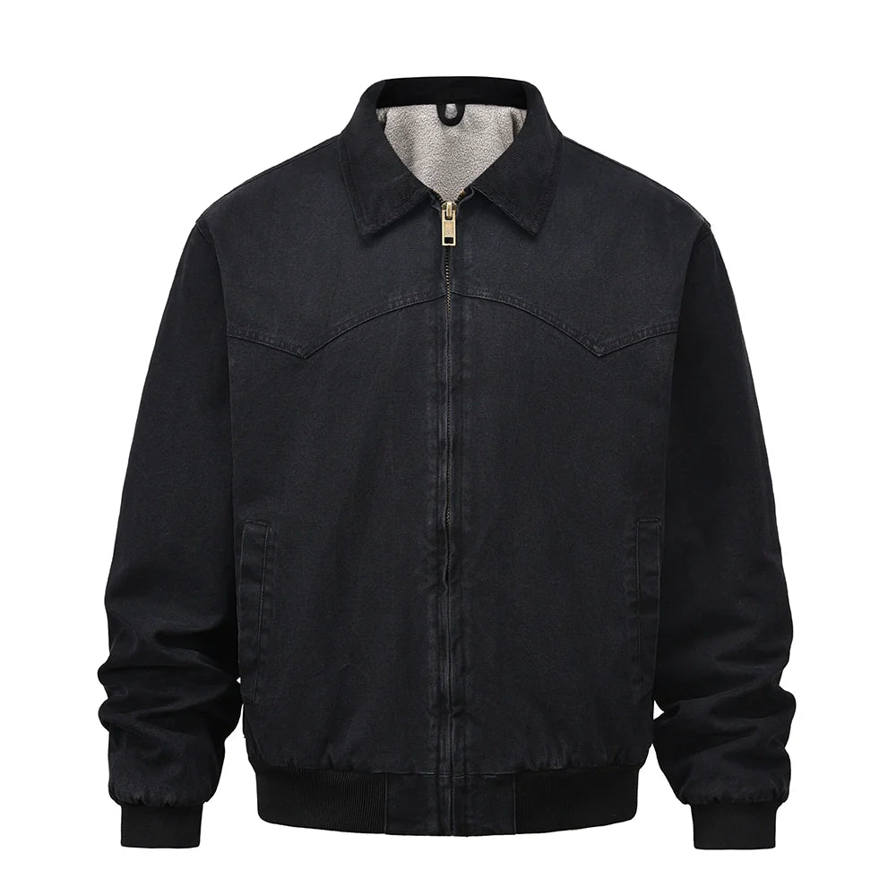 Men Jacket Coat Winter Jacket Men Loose Washed-out Distressed Warm-Keeping Cotton Clothing