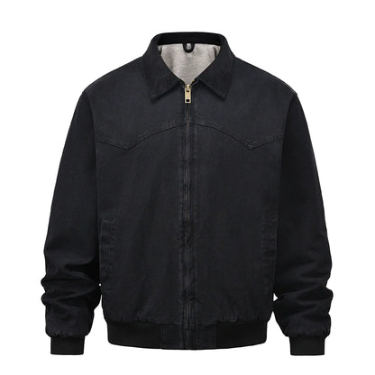 Men Jacket Coat Winter Jacket Men Loose Washed-out Distressed Warm-Keeping Cotton Clothing