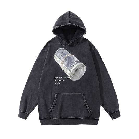 Men Hoodie Distressed Hooded Sweater Retro Washed Hoodie Men