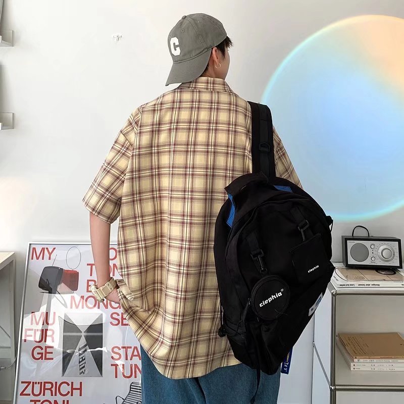 Men Shirts Loose Oversized Plaid Shirt All-Match Fashionable Coat