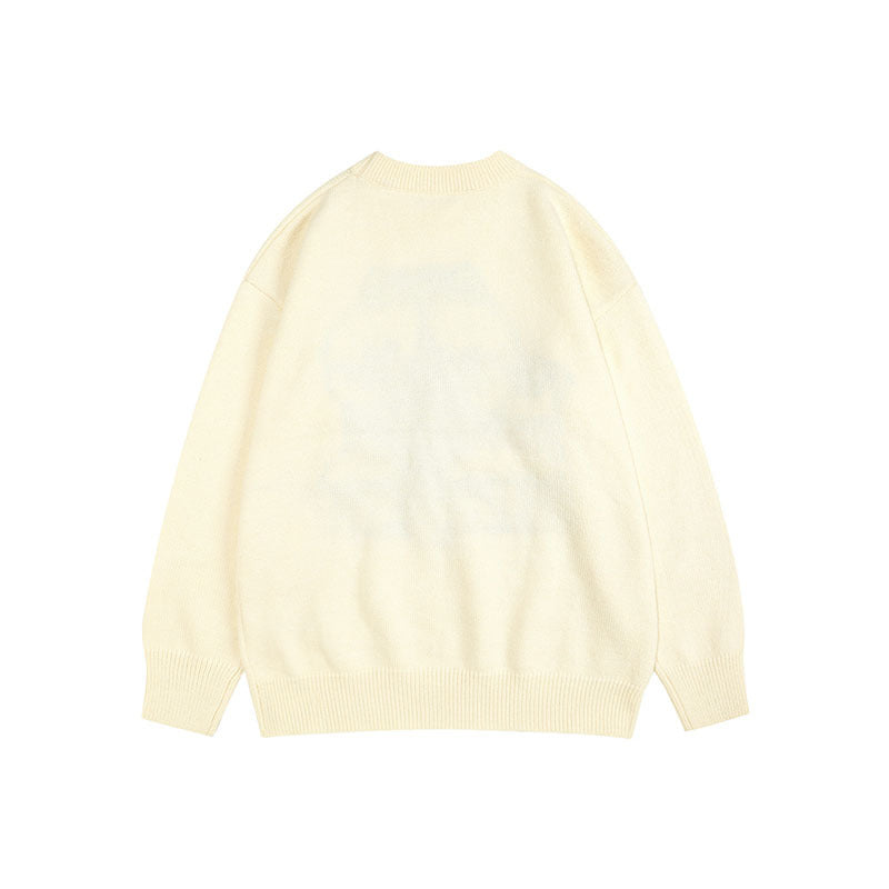 Women Sweater Girl Cartoon Jacquard Idle Style Knitted Sweater