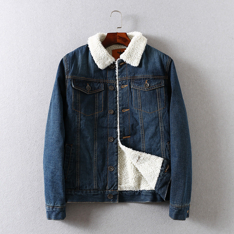 Women Cotton Coat Fleece Padded Lamb Wool Denim Jacket