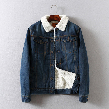 Women Cotton Coat Fleece Padded Lamb Wool Denim Jacket