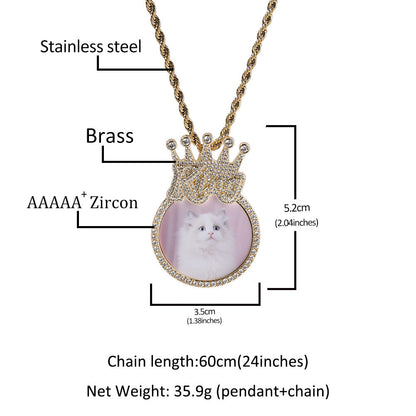 Jewelry INS Wind Crown Pendant Hip Hop Necklace with Diamonds St. Valentine's Royalty Spectrum
