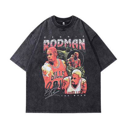 Men's T-Shirt T-shirt Men's and Women's Retro Wash Short Sleeve