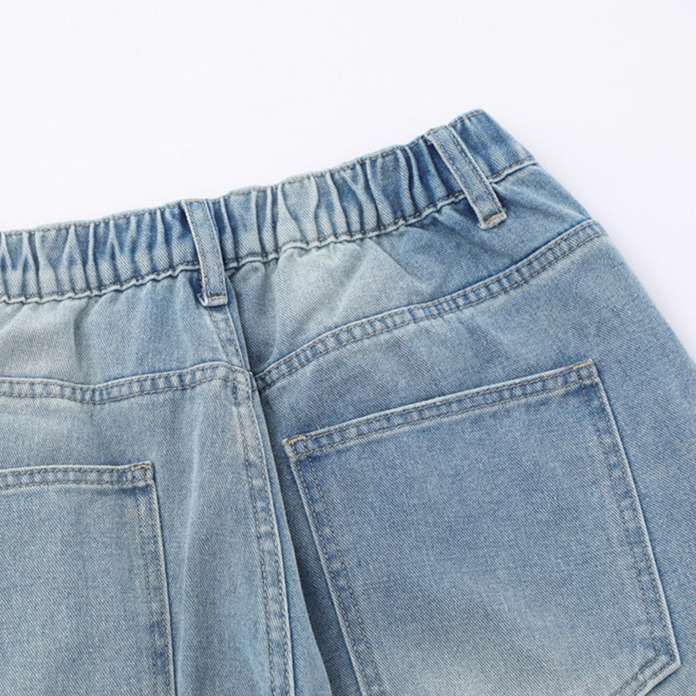 Men Shorts Summer Denim with Hole Retro Casual Loose