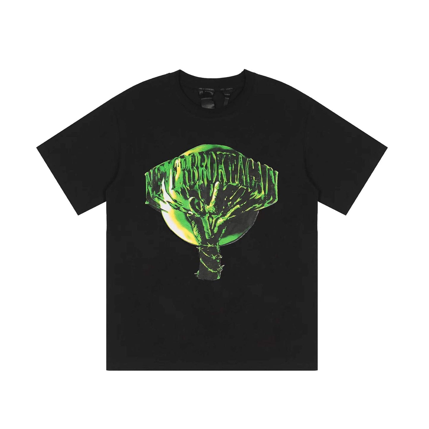 Vlone T Shirts Dark Green Melting Large V Loose Short Sleeve T-shirt Men and Women Half Sleeve