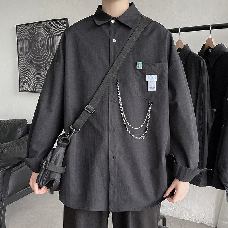 Men Shirts Loose Oversized Long Sleeves Coat
