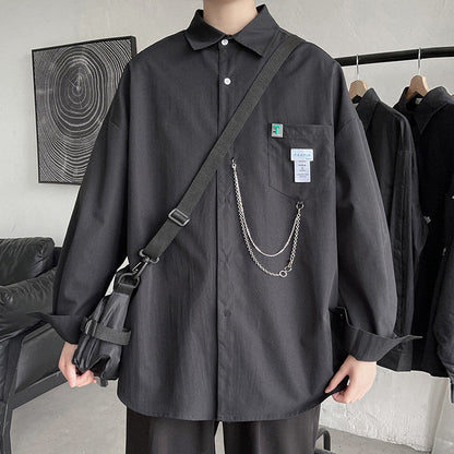 Men Shirts Loose Oversized Long Sleeves Coat