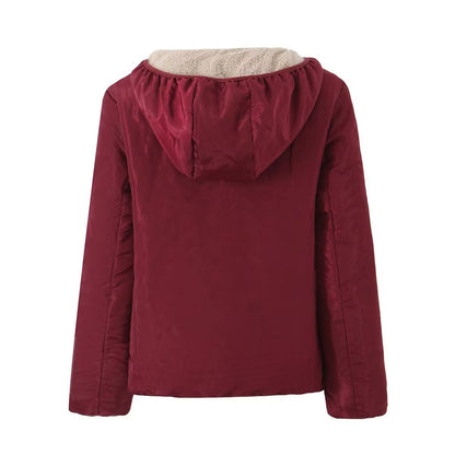 Women Cotton Coat Fleece Hooded Jacket Warm Leisure Fashion