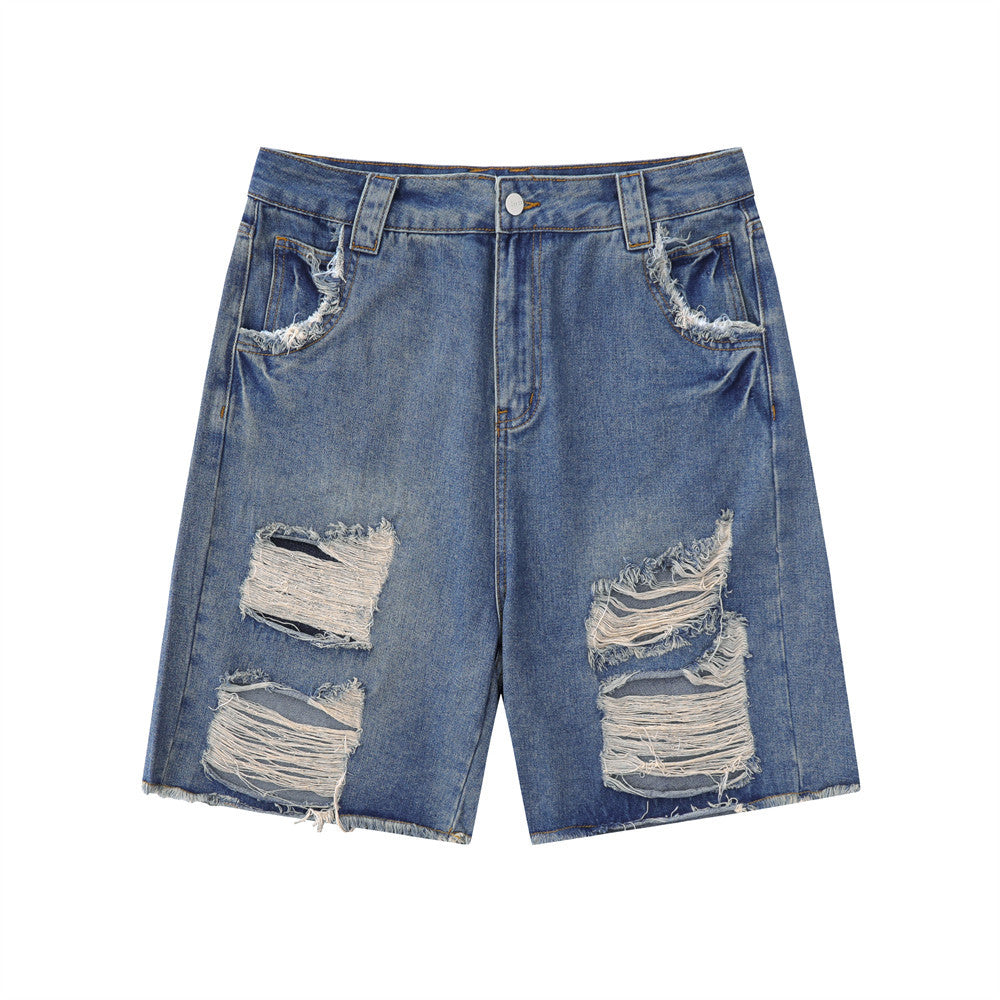Men Shorts Ripped Denim Men's Summer Sports