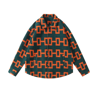 MIJKO Mens Jacket Geometric Striped Jacket