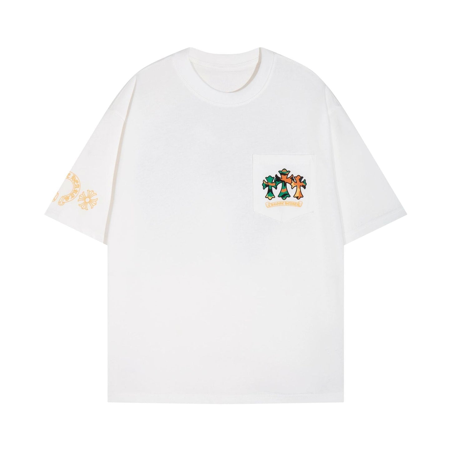 CHH Chrome Heart T Shirts Cross Color Printed Short Sleeve T-Shirt Loose