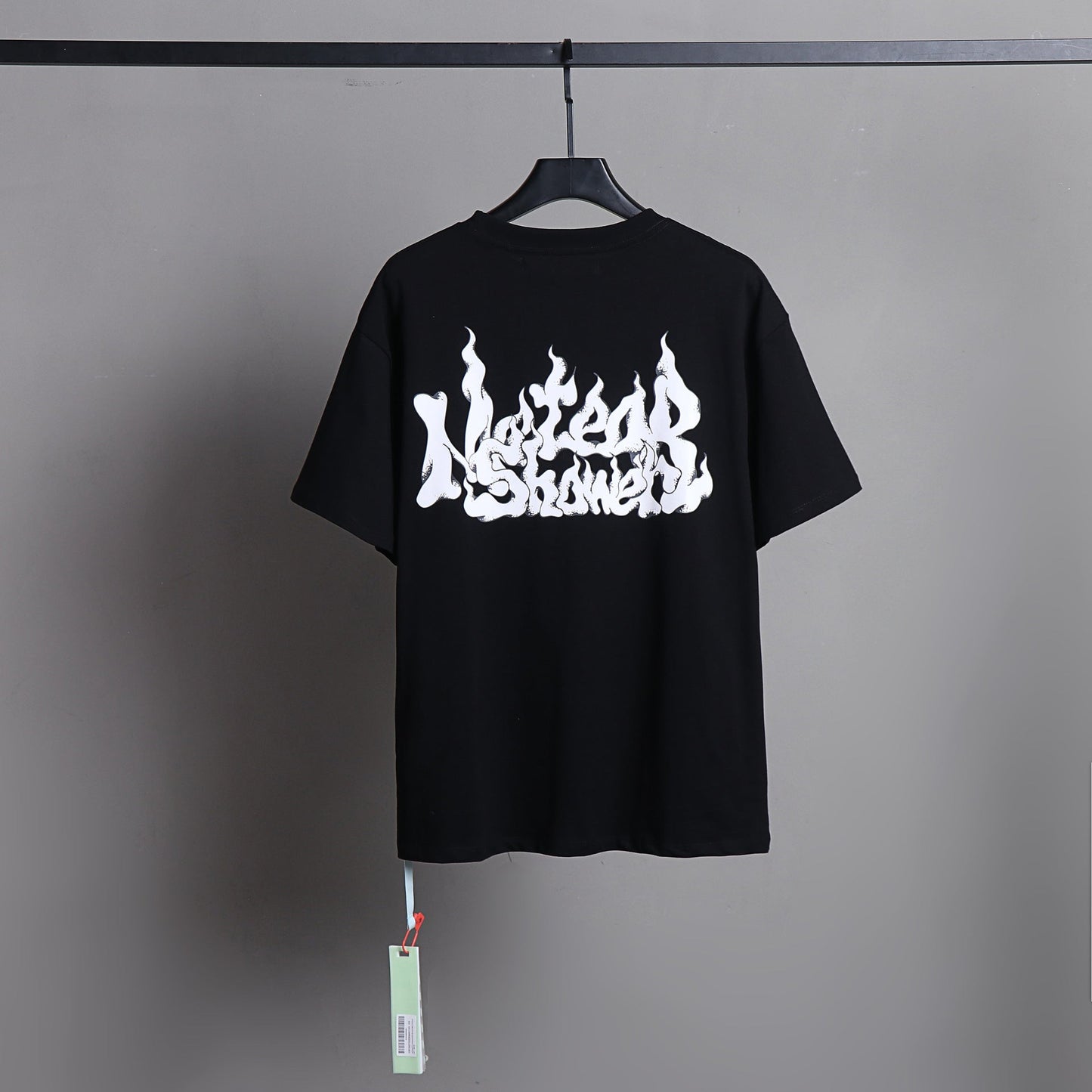 Ow T Shirts Flame Letter Printing for Men and Women