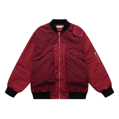 Men Jacket Coat Color Contrast Patchwork Overalls Jacket Men's Vibe Baseball Uniform