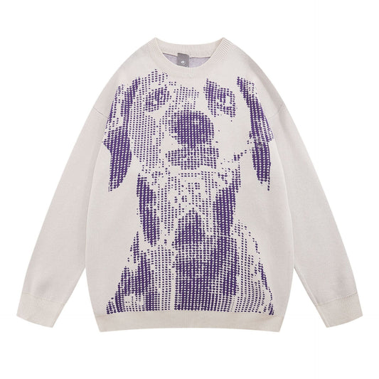 Women Sweater Abstract Personalized Printed Knitted Top Oversize Versatile