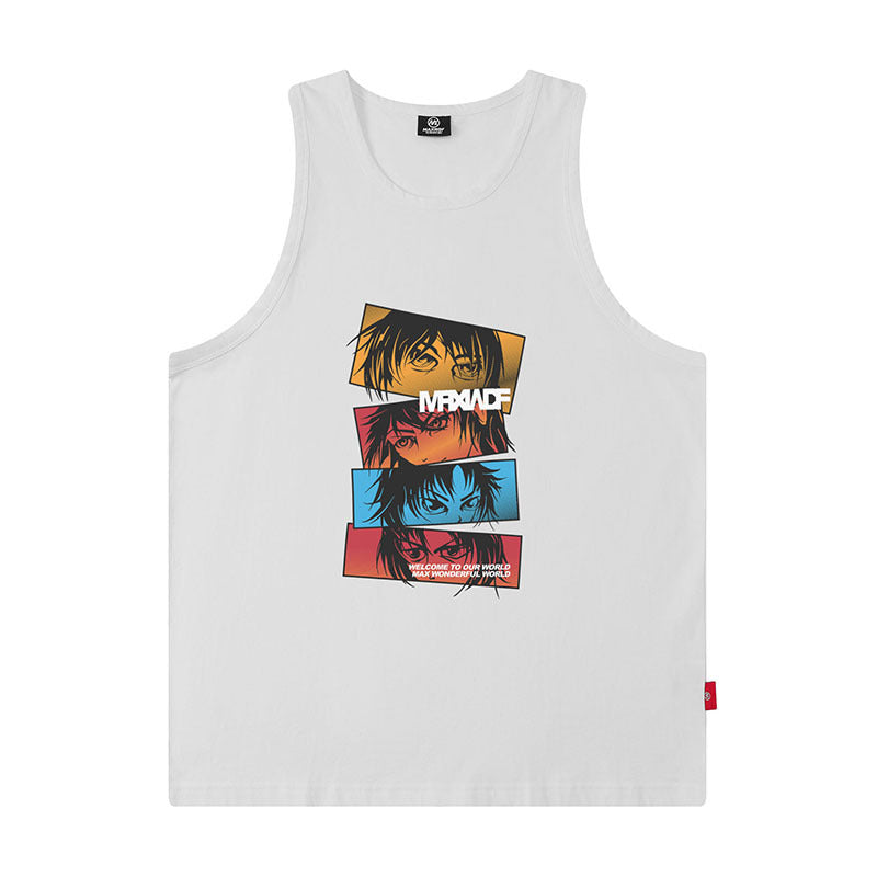 Men Vest Rose Print Sleeveless T-shirt Men's and Women's Oversize Hip Hop Vest