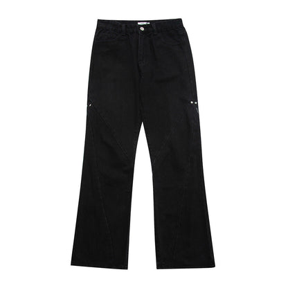 Men Jeans Zipper Personality Wide Leg Slightly Flared