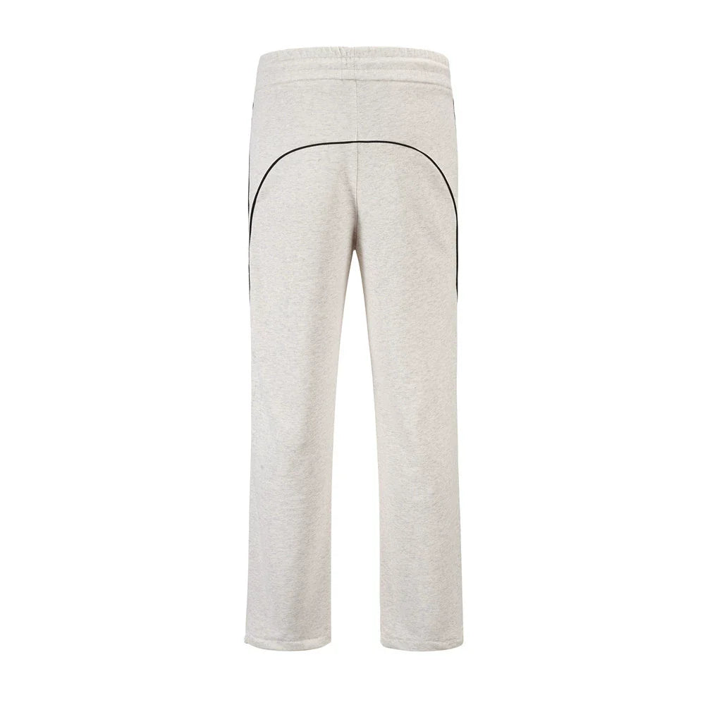 Men Sweatpants Sports Casual Pants Side Striped Stitching Elastic Waist Straight Sweatpants Loose Trousers