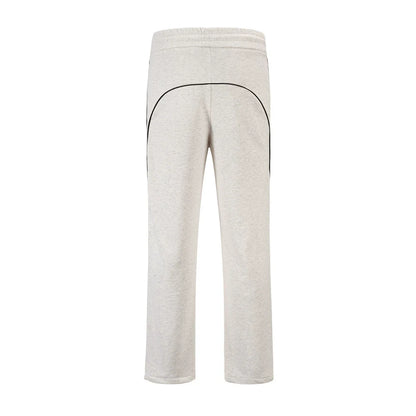 Men Sweatpants Sports Casual Pants Side Striped Stitching Elastic Waist Straight Sweatpants Loose Trousers