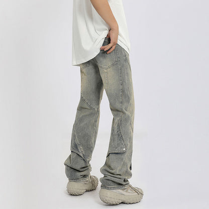 Men Jeans Straight Jeans Loose Wide Leg Pants Denim Trousers