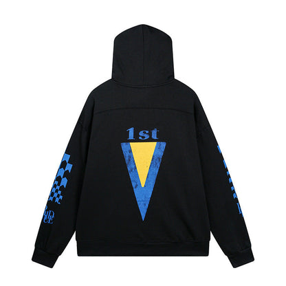 Rhude Hoodie Speedboat Plaid Sleeve Print Hooded Sweater