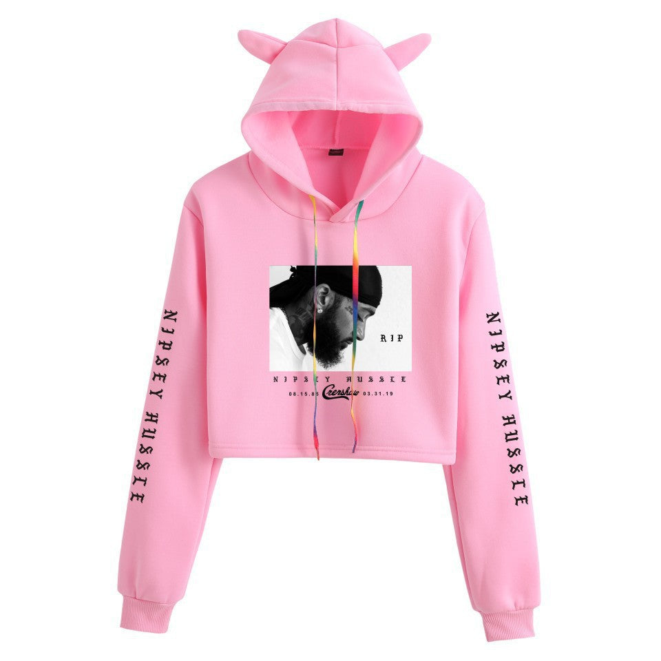 Nipsey Hussle Hoodie Rap Loose Cat Ears Sweater for Women