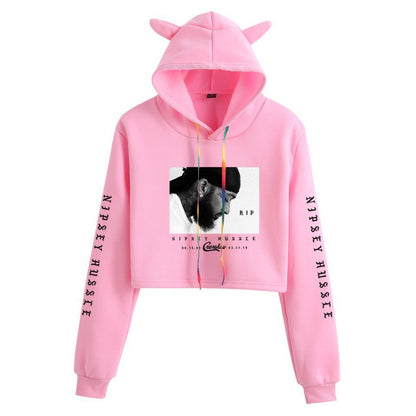 Nipsey Hussle Hoodie Rap Loose Cat Ears Sweater for Women