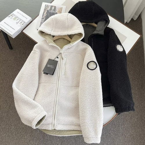 Women Cotton Coat Warm Faux Cashmere Hooded Jacket