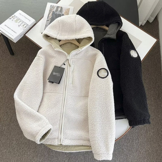 Women Cotton Coat Warm Faux Cashmere Hooded Jacket