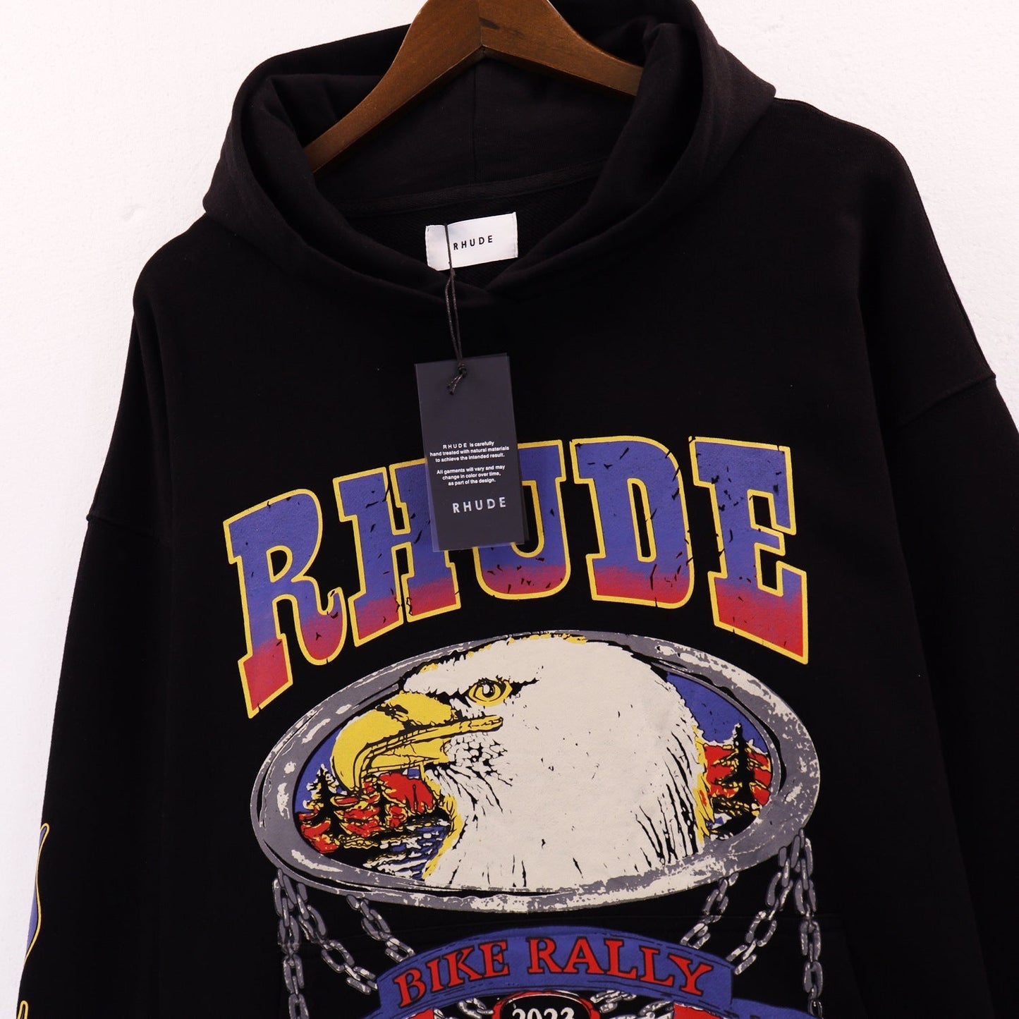 Rhude Hoodie Alphabet Eagle Flame Sleeve Hooded Sweater