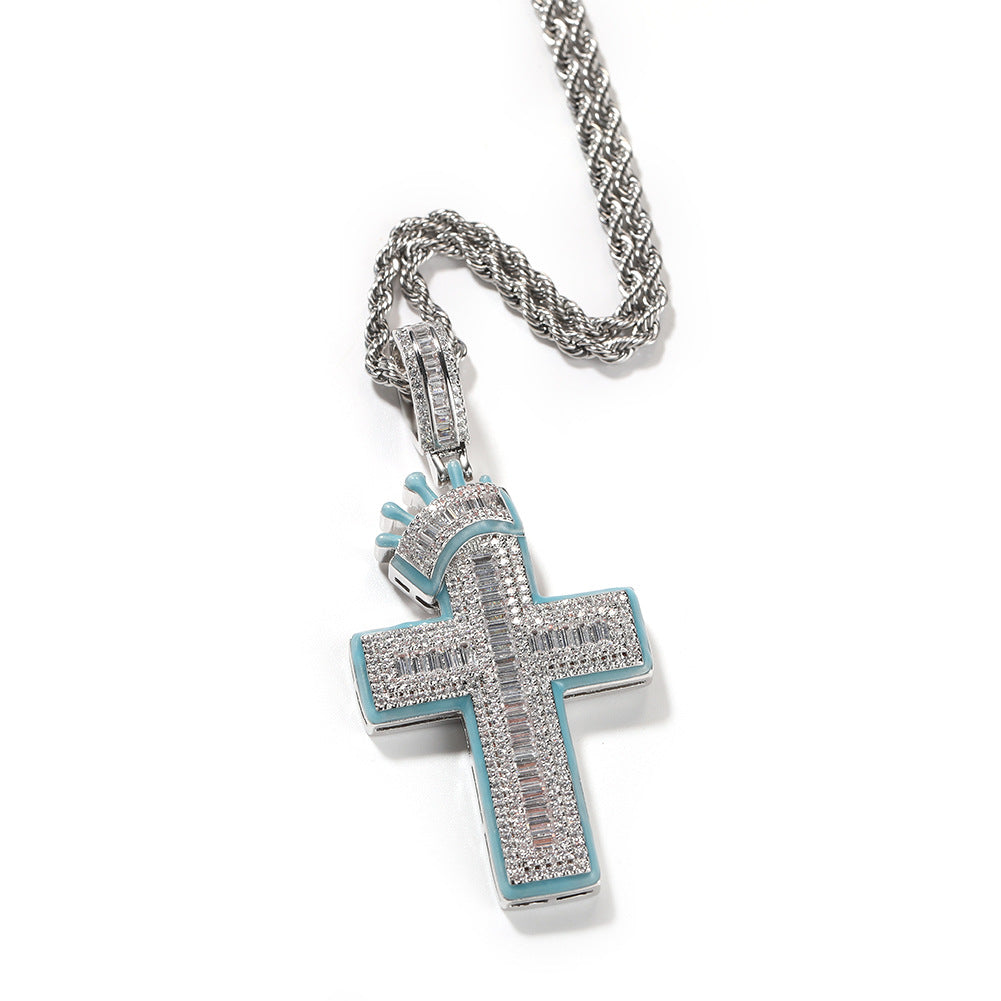 Jewelry Crown Cross Luminous Diamond Pendant Necklace Royalty Night light