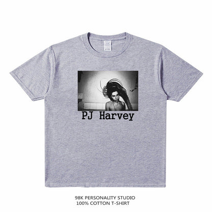 Rock Star T Shirt P J Harvey Female Singer Fashion Brand Printing T-shirt Short Sleeve Cotton