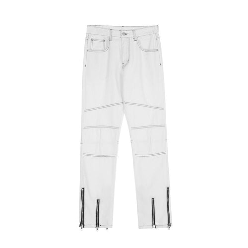 Men Jeans Punk Hip Hop Stitching Zipper Split