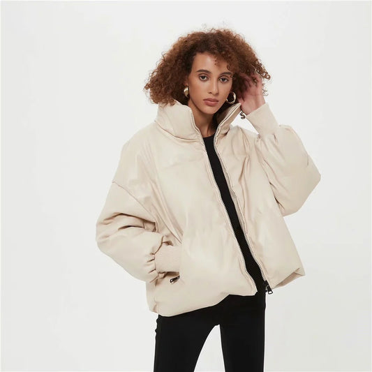Women Cotton Coat Loose and Warm Leather Coat