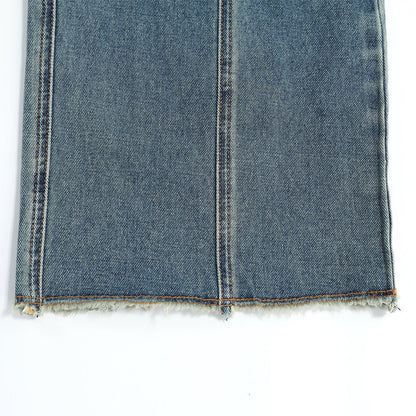 Women Pants Multi-Pocket Jeans Loose Cargo Straight-Leg Pants